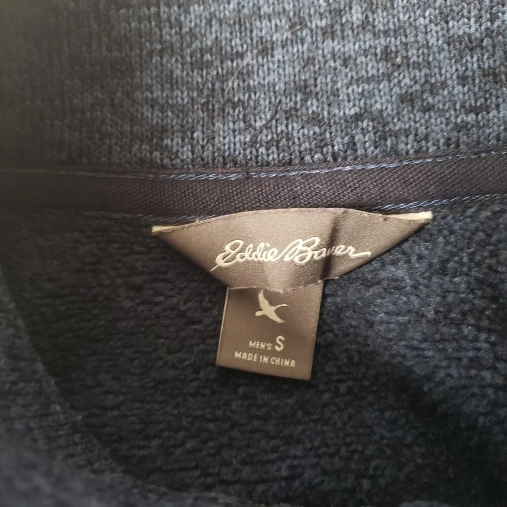 Eddie Bauer Mens Blue 1/4 Zip‎ Pullover Fleece Sweater Size S Outdoor Layering